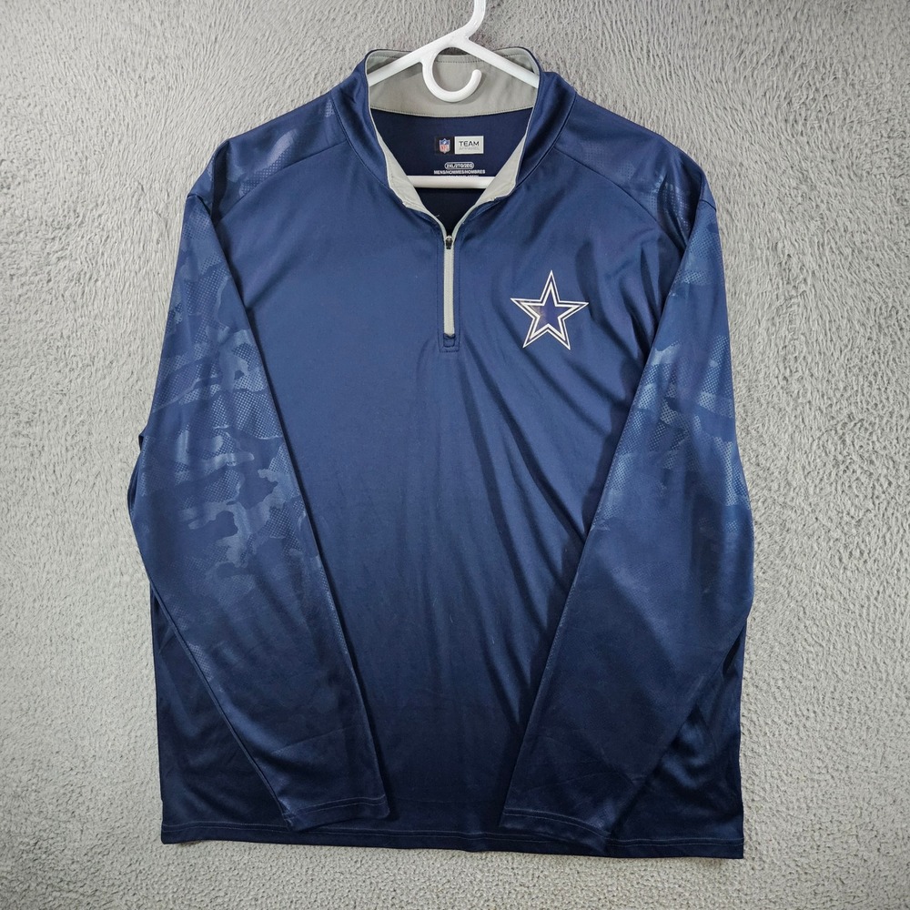 NFL Team Apparel Dallas Cowboys Mens‎ 2XL Navy Blue Camo Quarter Zip Pullover